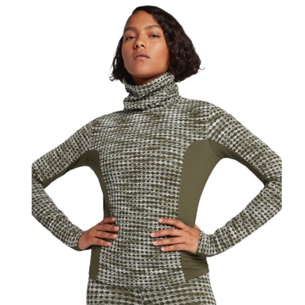 Nike Pro Hyperwarm Long Sleeved Funnel Neck Training Top Olive Green Size XS